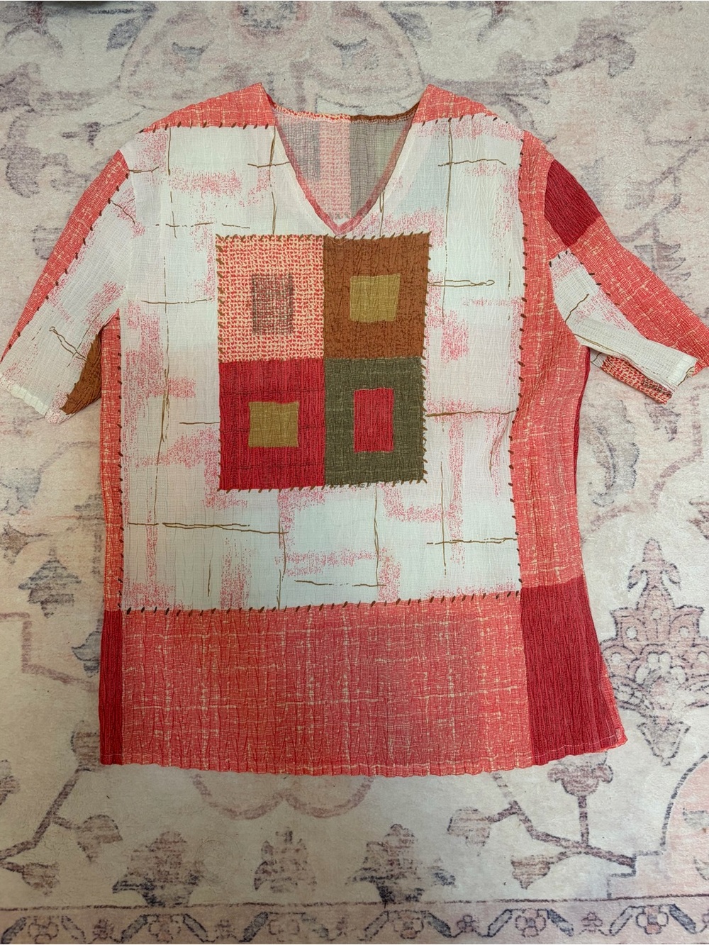 Women’s Patchwork V-Neck Top
